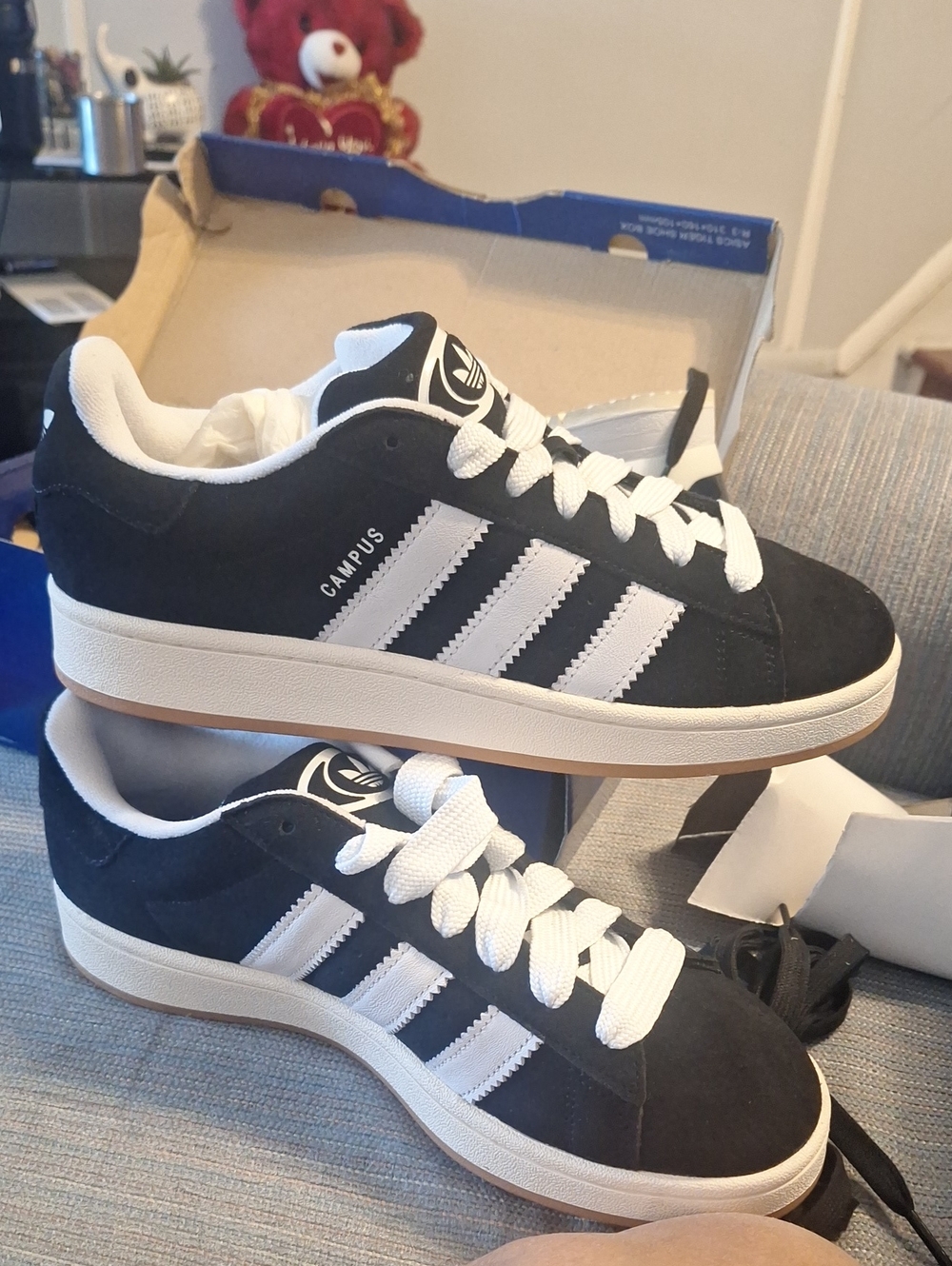 adidas Black & White Campus Suede Low-Top Sneakers